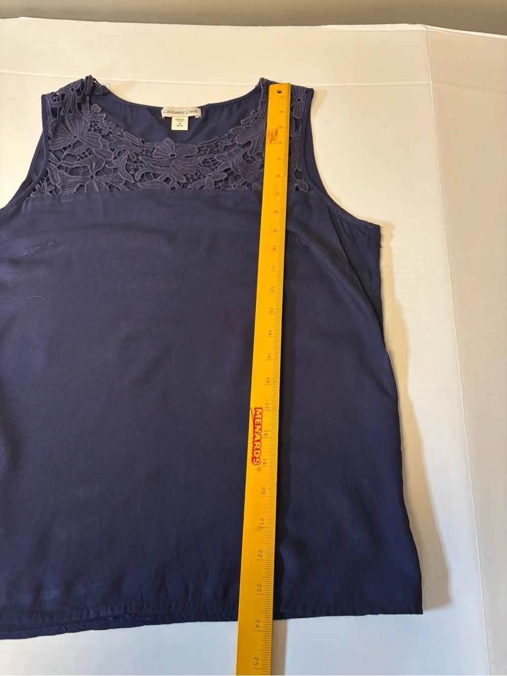 Coldwater Creek Navy Lace Yoke Sleeveless Tank - Picture 6 of 7